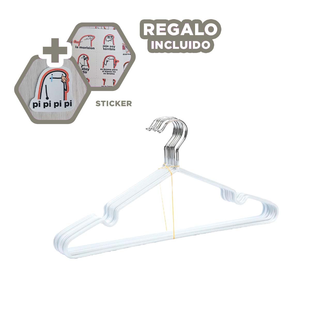 COLGANTE DURADERO PARA MULTIPLES USOS 5 PIEZAS 20X40,5CM BLANCO Y+REGALO STICKER - 1