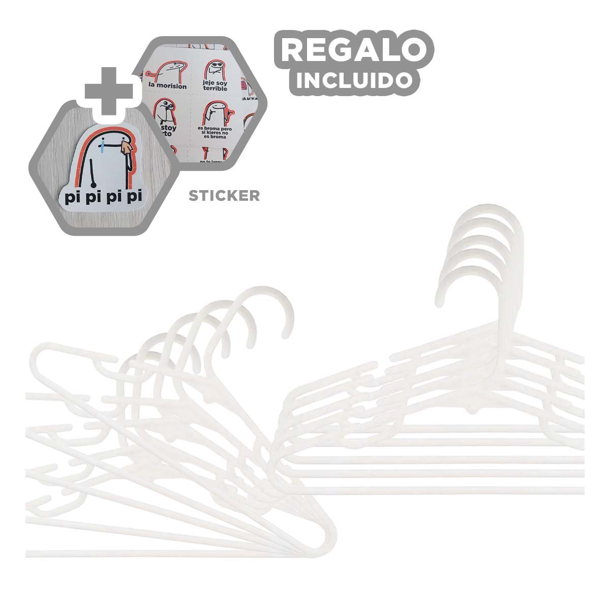 RACKITO PARA ROPA LIGERA DEL HOGAR O OFICINA 5 PIEZAS 15X29CM BLANCO Y+REGALO STICKER - 1