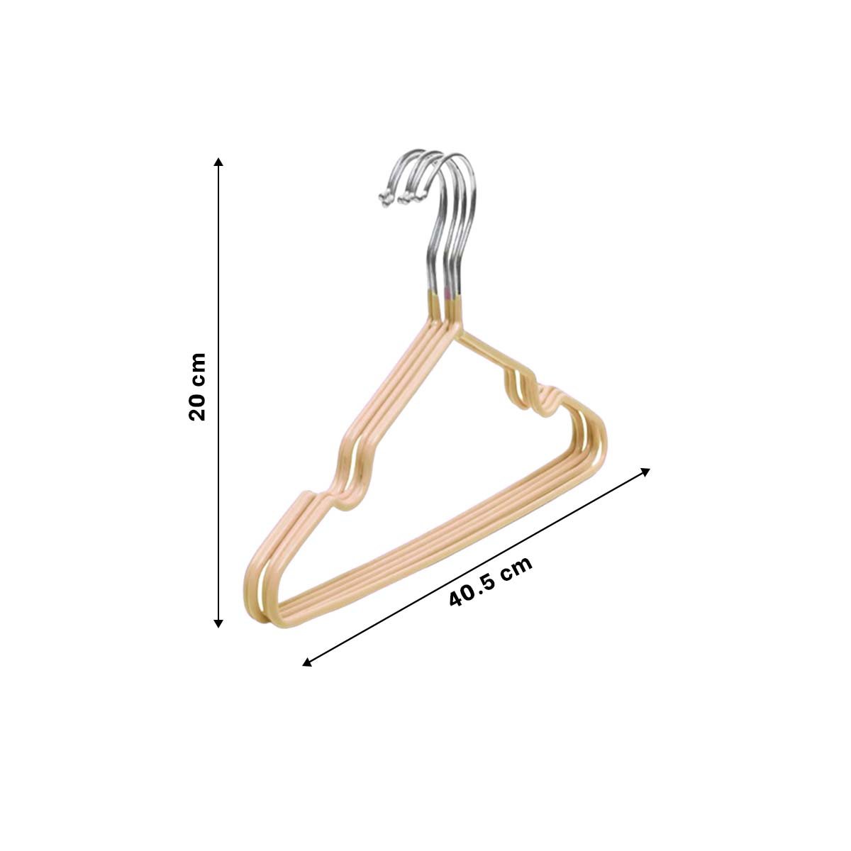 PACK4 COLGADOR DE ALAMBRE ELEGANTE Y PRACTICO PARA ROPA 5 PIEZAS 20X40,5CM CREMA - 4