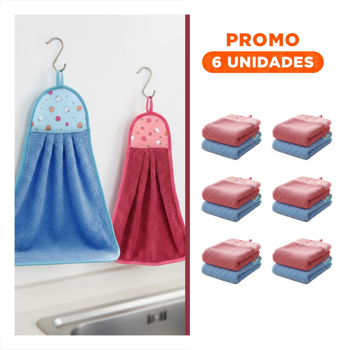 PACK6 LOTE SUAVE 2 PIEZAS FUCSIA Y AZUL PANOS COLGADOR 28X38CM - 1