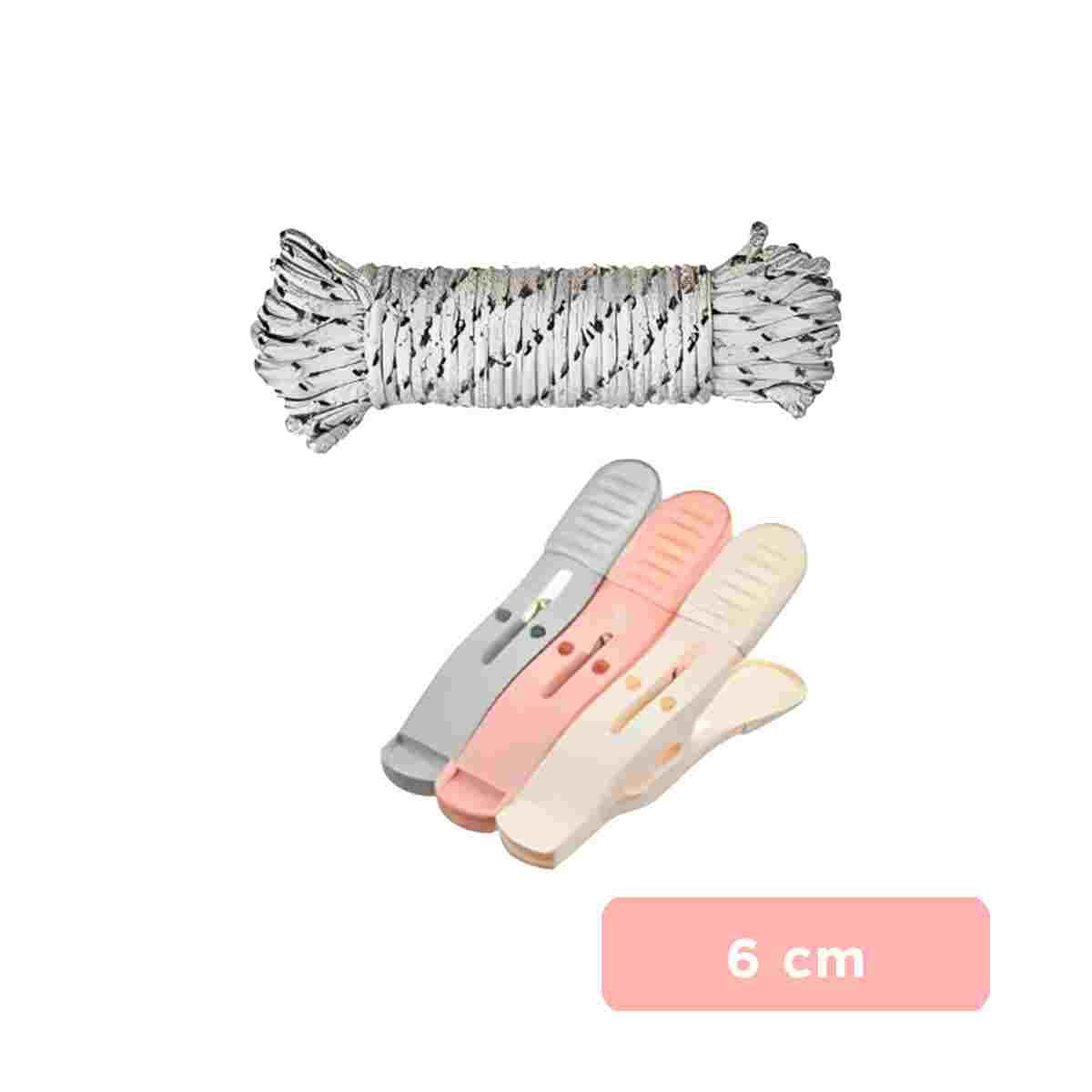 PACK12 CLIPS MULTICOLOR PARA ROPA EN TRES TONOS CON CUERDA PARA SECADO CLASICO Y+REGALO STICKER - 4