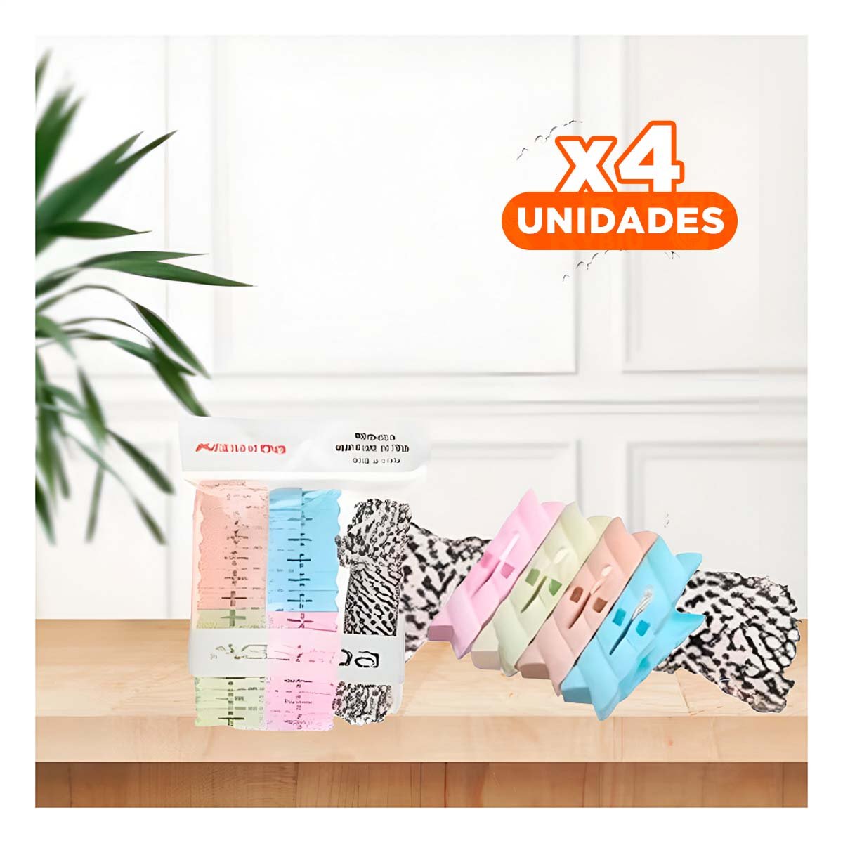 PACK4 PERCHA DE CLOSET Y CUERDA MULTICOLOR PARA DORMITORIO Y HOGAR - 1