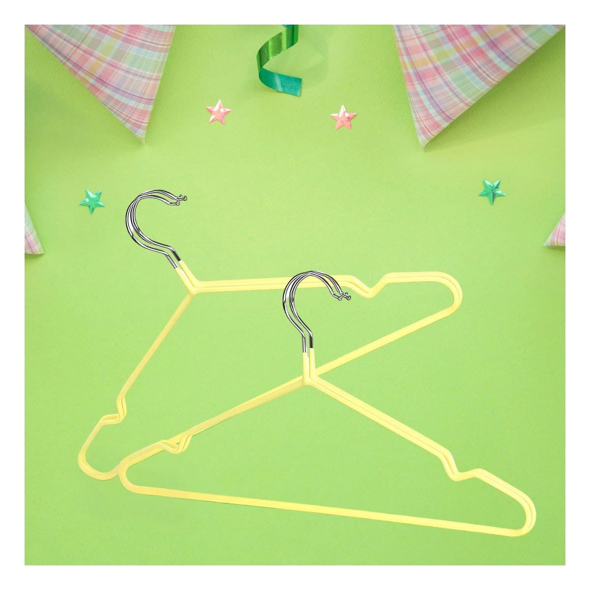 PACK4 PERCHERO PARA CLOSET DE ALAMBRE CON PLASTICO AMARILLO 5 PIEZAS CASA Y+PAPEL REGALO - 5