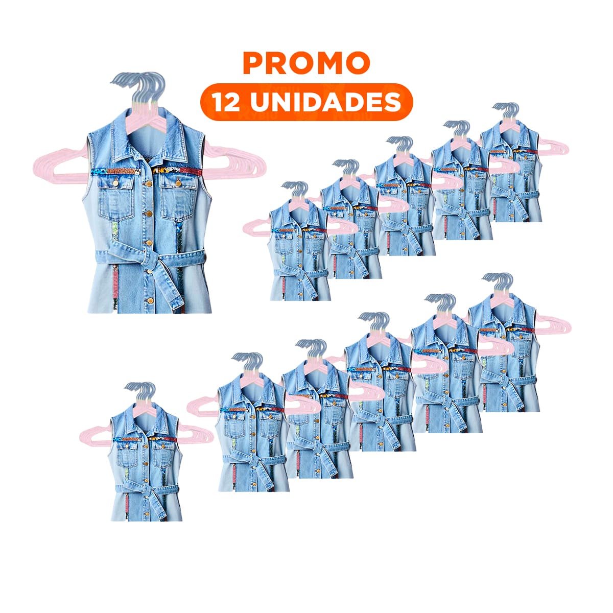 PACK12 COLGANTE MODERNO QUE SUMA ESTILO AL CLOSET 5 PIEZAS 20X40,5CM ROSADO Y+REGALO STICKER - 1