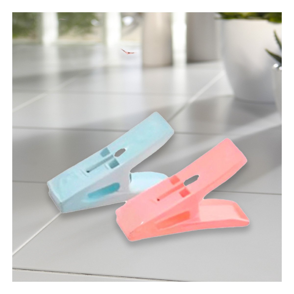 SUJETADORES DE PLASTICO CUADRADOS PARA ROPA EN DOS COLORES CON CUERDA Y+LIGAS REGALO - 2