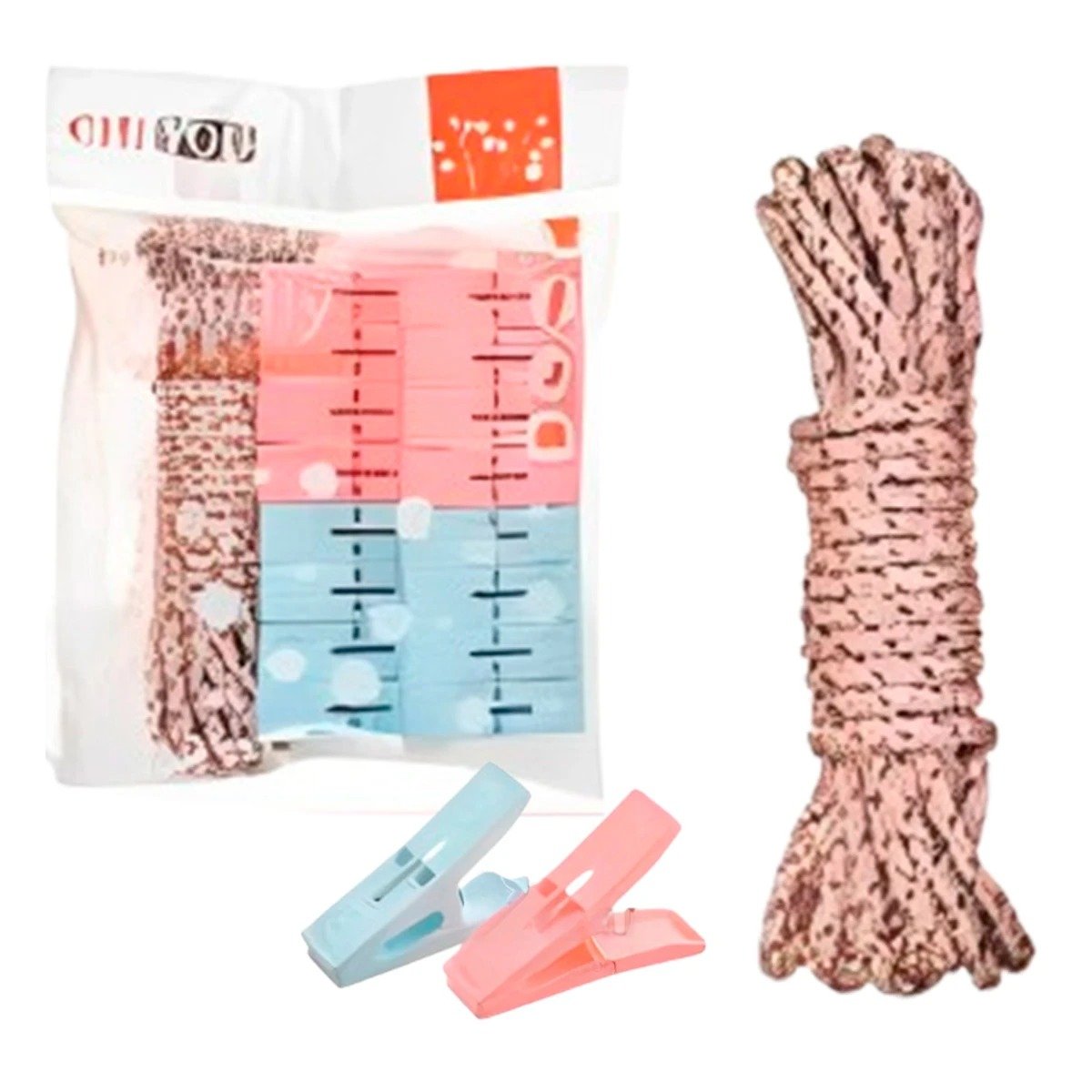 SUJETADORES DE PLASTICO CUADRADOS PARA ROPA EN DOS COLORES CON CUERDA Y+LIGAS REGALO - 3
