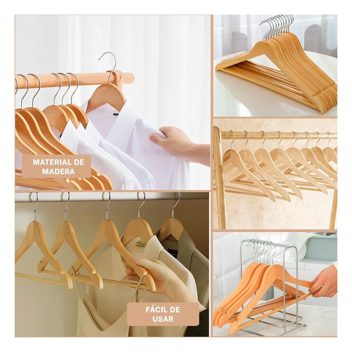 PACK12 ACCESORIO DOMESTICO DE MADERA COLOR MOSTAZA 3 PIEZAS Y+PAPEL REGALO - 2