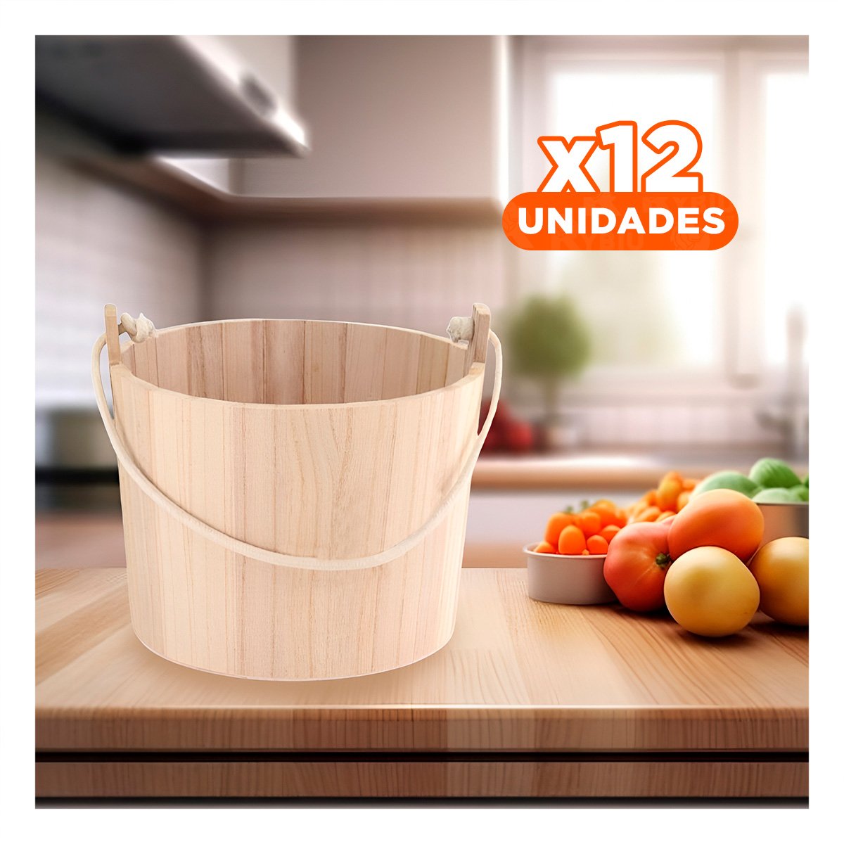 PACK12 CANASTA DE MADERA PARA DECORACION CON AGARRADERA DE CUERDA EN CASA - 1