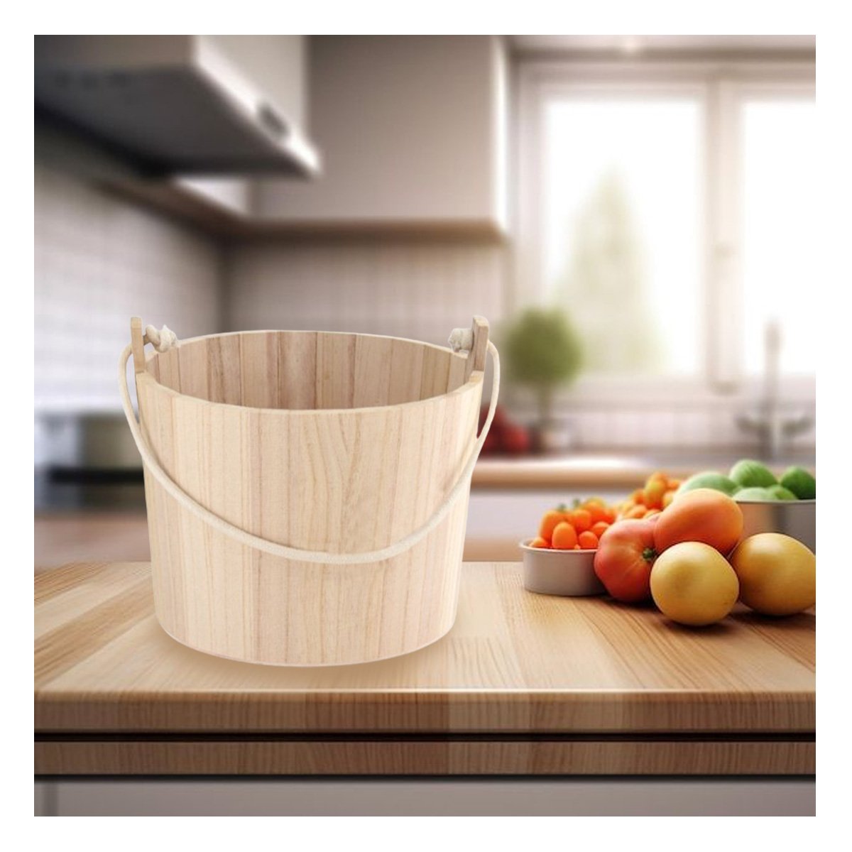 PACK4 CUBETA NATURAL DE MADERA CON AGARRADERA DE CUERDA PARA DECORACION EN CASA - 2