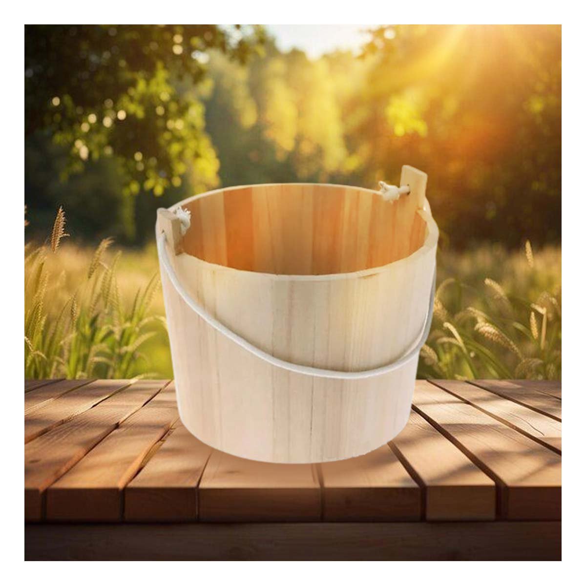 PACK4 CUBETA NATURAL DE MADERA CON AGARRADERA DE CUERDA PARA DECORACION EN CASA - 5