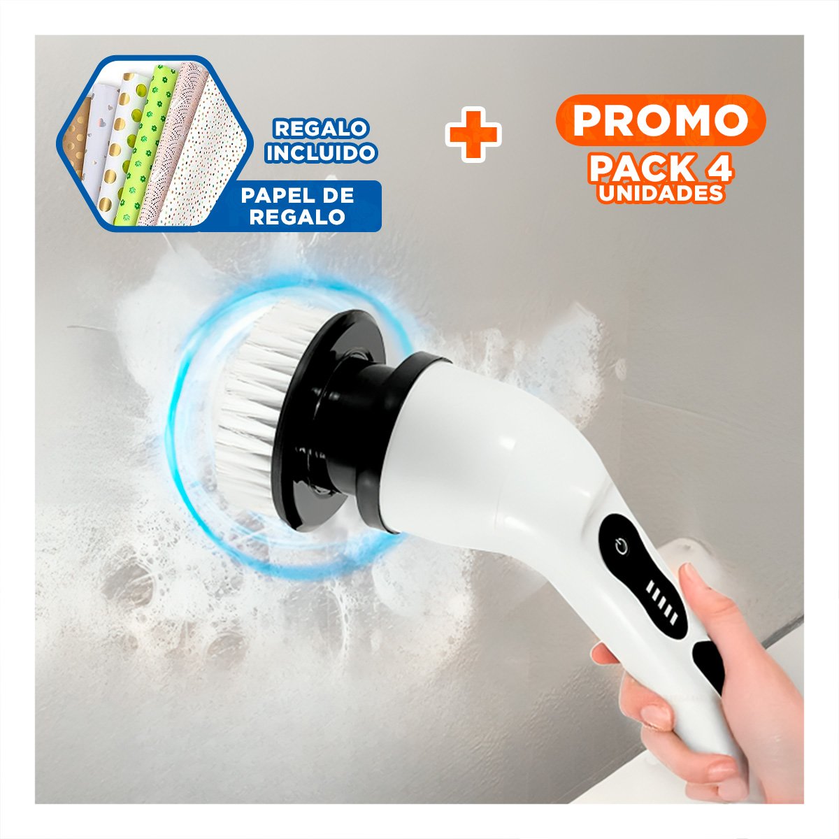 PACK4 VERSION DE LIMPIEZA ELECTRICO BLANCO 7 EN 1 PARA CASA COMODA YPAPEL REGALO - 1