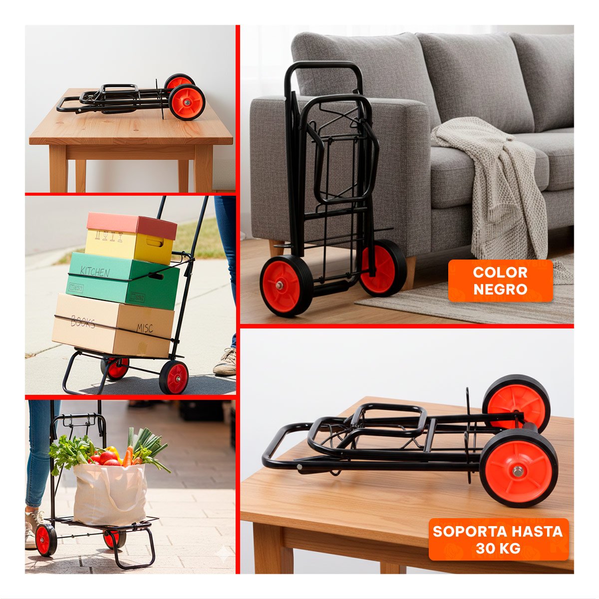 PACK2 ESTRUCTURA DE CARGA PLEGABLE NEGRO CON LIGA PARA MOVER OBJETOS Y+PAPEL REGALO - 3