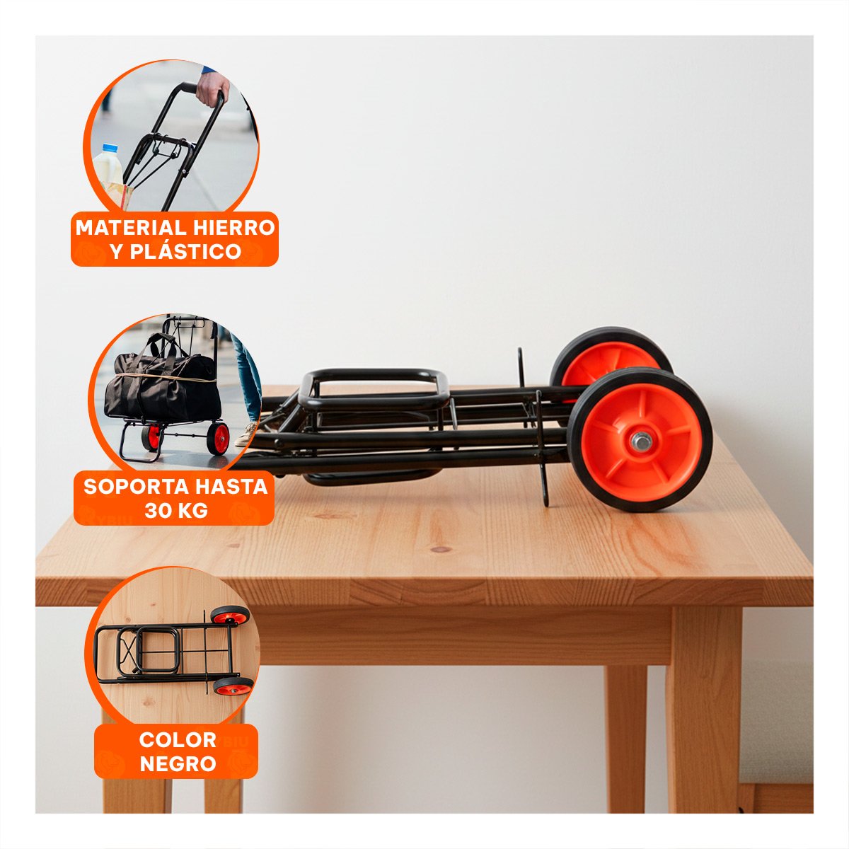 PACK2 ESTRUCTURA DE CARGA PLEGABLE NEGRO CON LIGA PARA MOVER OBJETOS Y+PAPEL REGALO - 5