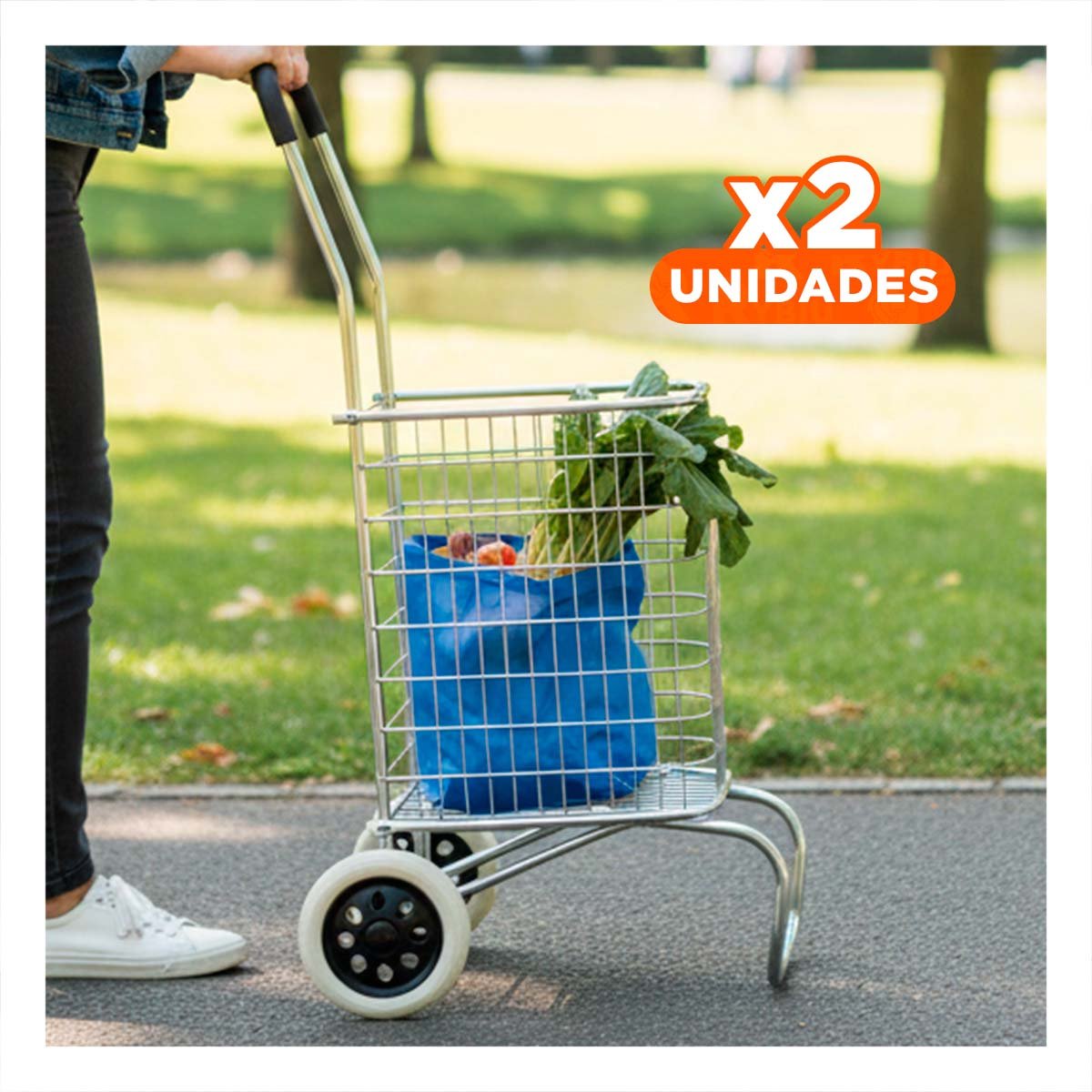 PACK2 INSTRUMENTO DE CARGA CERRADO PLEGABLE PLATEADO PARA TRANSPORTE HOGAR Y+REGALO STICKER - 1