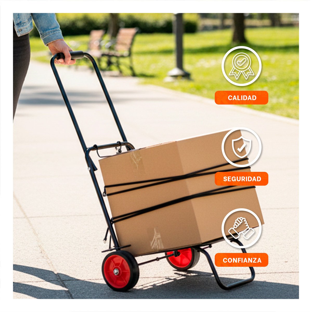 SOPORTE DE CARGA PLEGABLE NEGRO CON LIGA PARA TRANSPORTE DE OBJETOS VARIOS Y+LIGAS REGALO - 2
