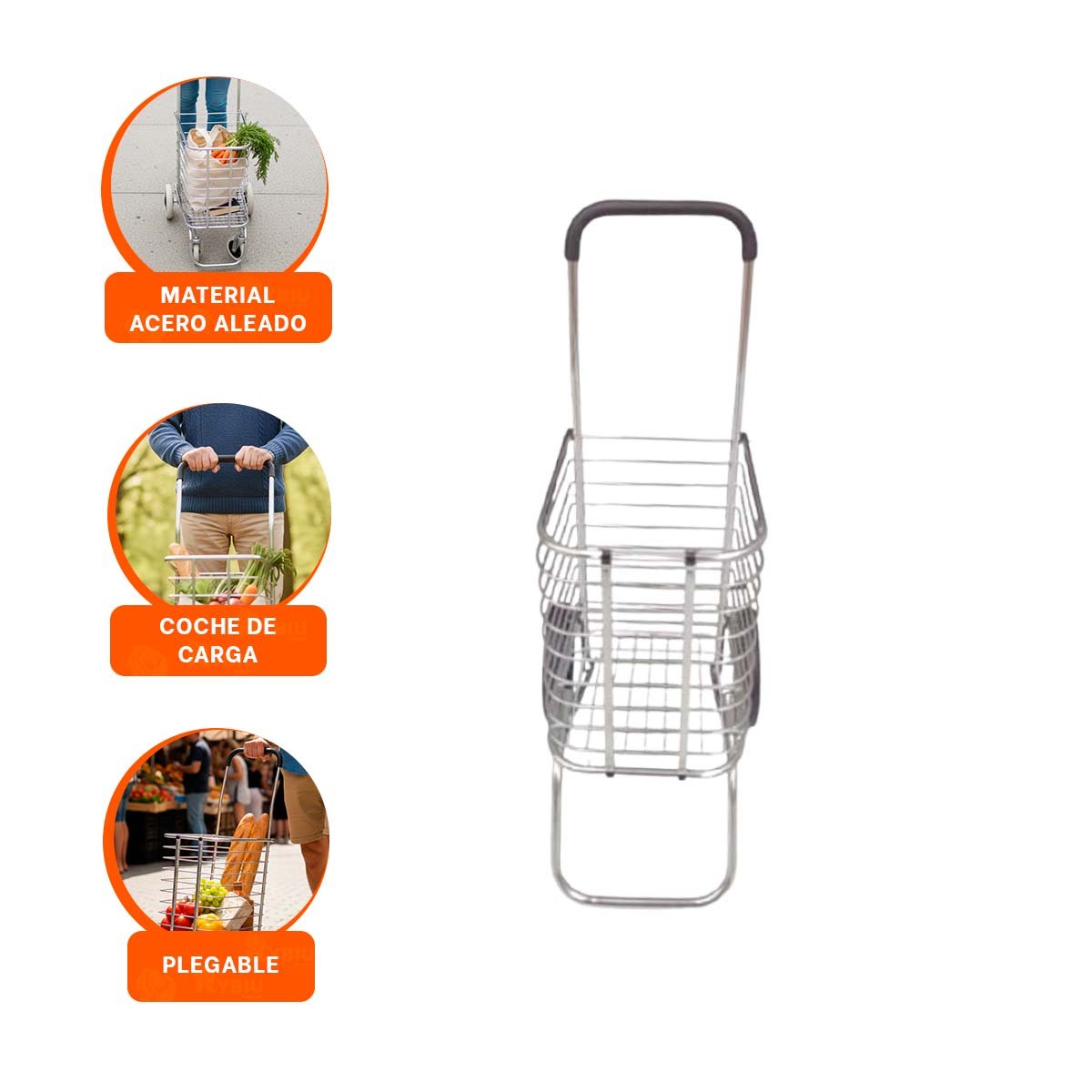 EQUIPO DE CARGA CERRADO PLEGABLE PLATEADO PARA TRANSPORTE PRACTICO EN CASA - 3