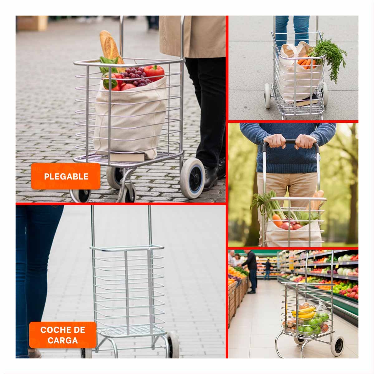 EQUIPO DE CARGA CERRADO PLEGABLE PLATEADO PARA TRANSPORTE PRACTICO EN CASA - 5