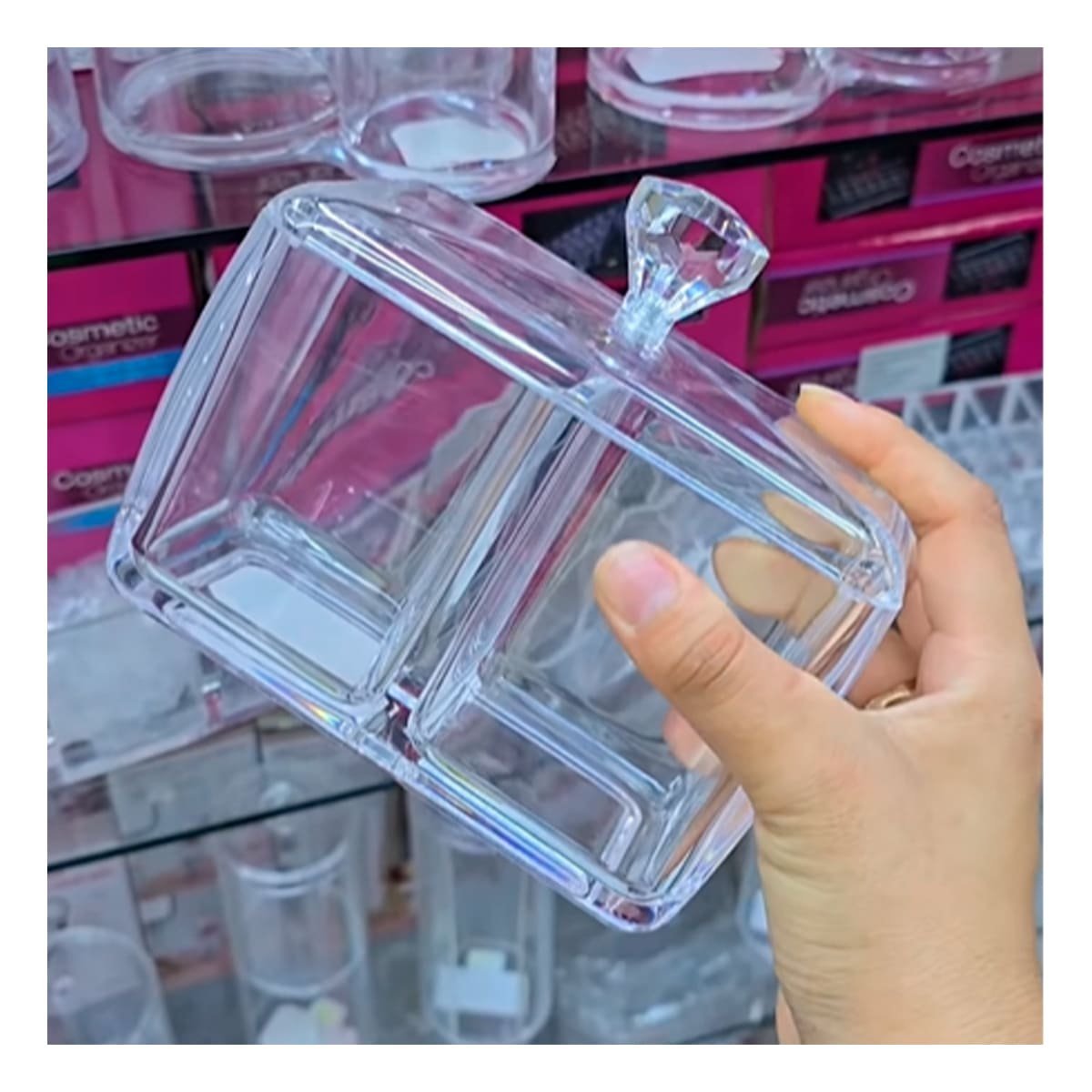 ORGANIZADOR ACRILICO 2 DIVISIONES CON TAPA TRANSPARENTE PRACTICA PARA EL HOGAR Y+LIGAS REGALO - 2