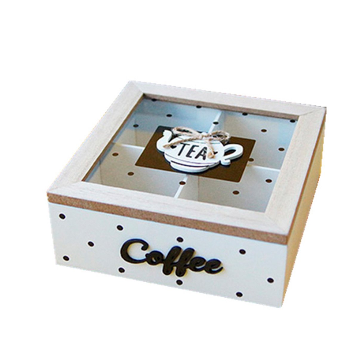 ESTUCHE DE MADERA MULTIUSO PARA TE Y CAFE BLANCO HOGAR NAVIDAD FESTIVO Y+PAPEL REGALO - 1