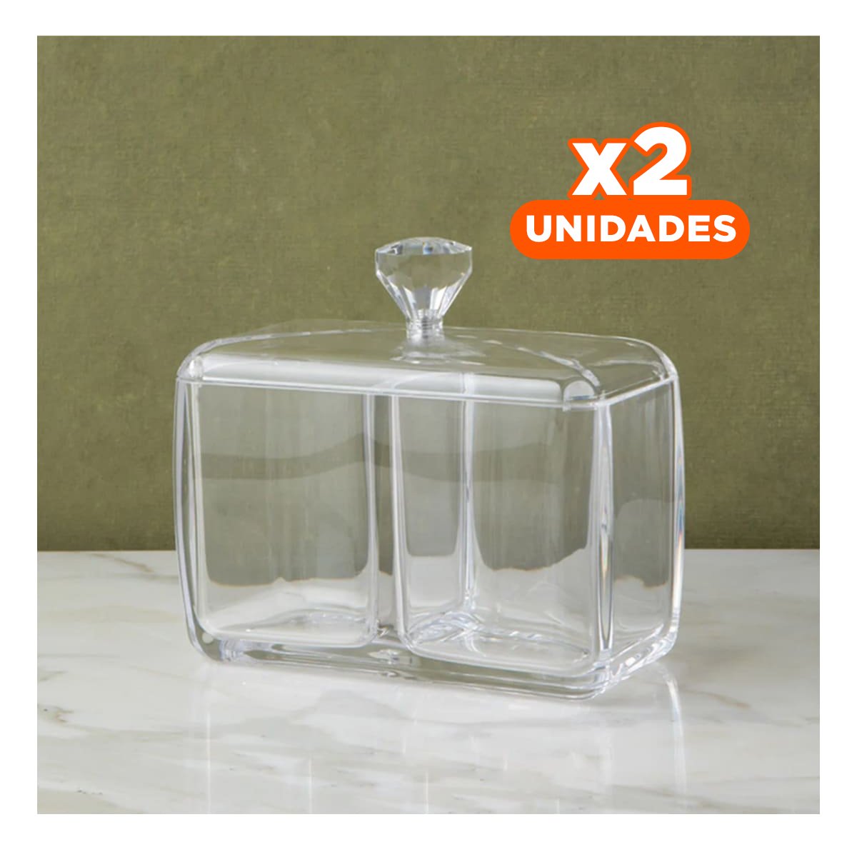 PACK2 ESTUCHE ACRILICO 2 DIVISIONES CON TAPA TRANSPARENTE PARA GUARDAR YREGALO STICKER - 1