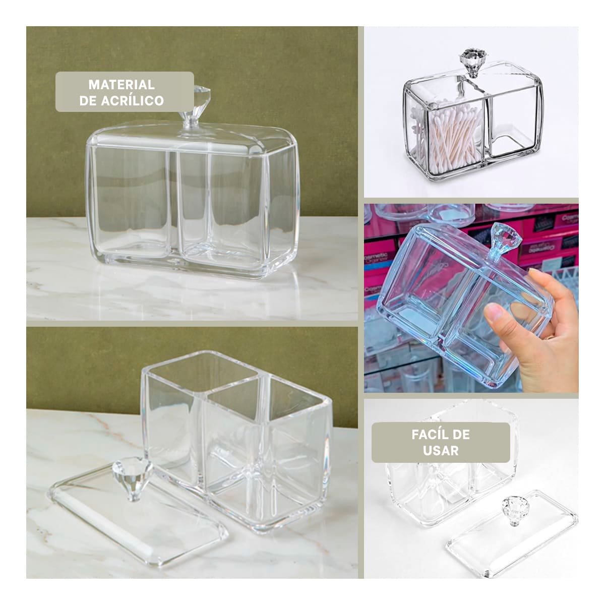 PACK6 PORTA OBJETOS ACRILICO 2 DIVISIONES CON TAPA TRANSPARENTE FACIL DE COLOCAR Y+PAPEL REGALO - 3