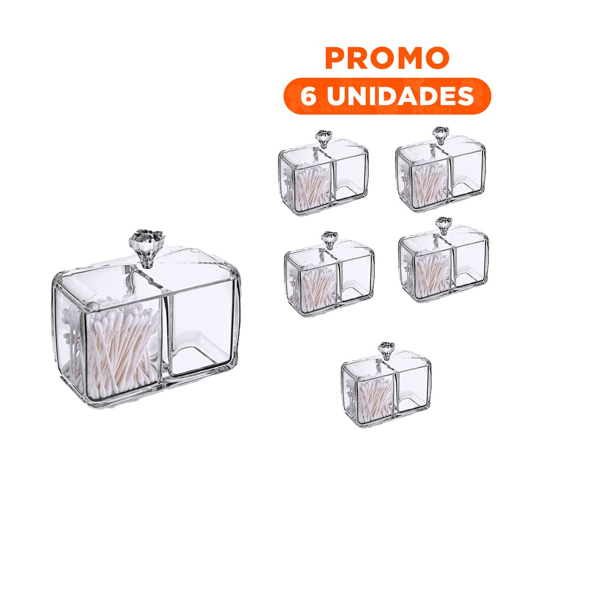 PACK6 PORTA OBJETOS ACRILICO 2 DIVISIONES CON TAPA TRANSPARENTE PARA ORGANIZAR EL HOGAR - 1