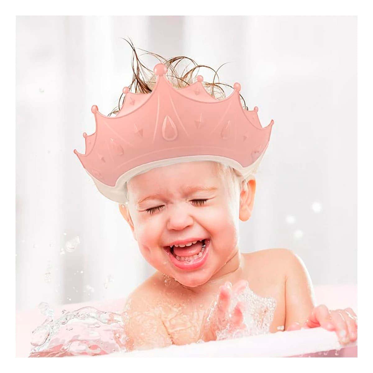 CORONA DE DUCHA INFANTIL AJUSTABLE TIPO GORRO EN ROSADO - 2