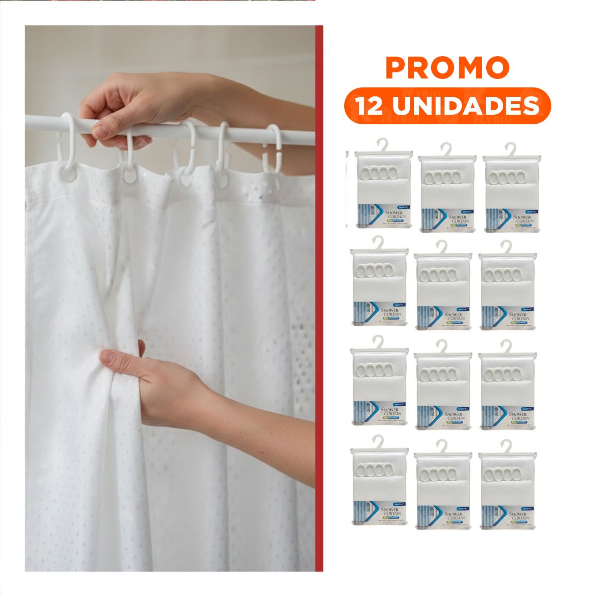 PACK12 PROTECCION APLICADA A DUCHA CON PATRON TRIANGULOS Y BLANCO 180X180CM - 1