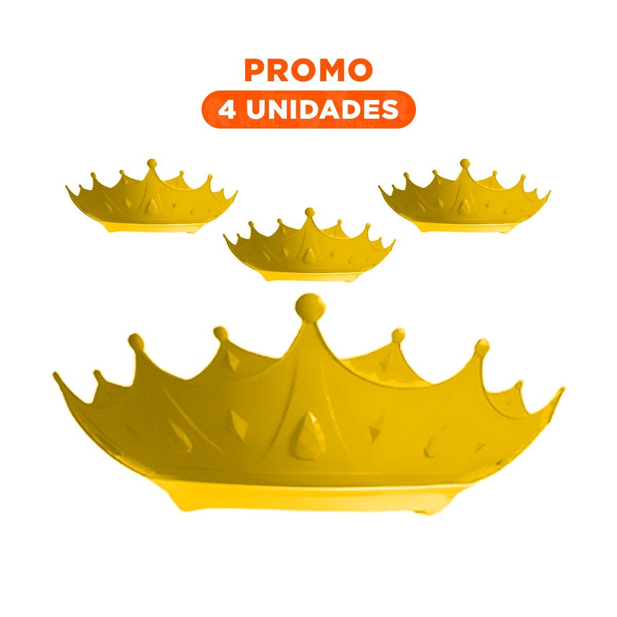 PACK4 GORRO TIPO CORONA PARA DUCHA INFANTIL AJUSTABLE EN AMARILLO - 1
