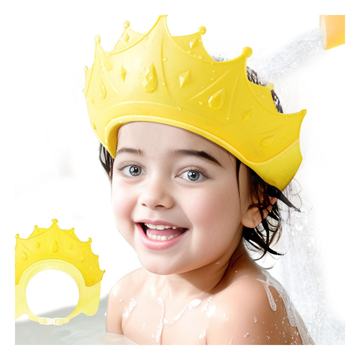 PACK4 GORRO TIPO CORONA PARA DUCHA INFANTIL AJUSTABLE EN AMARILLO - 5