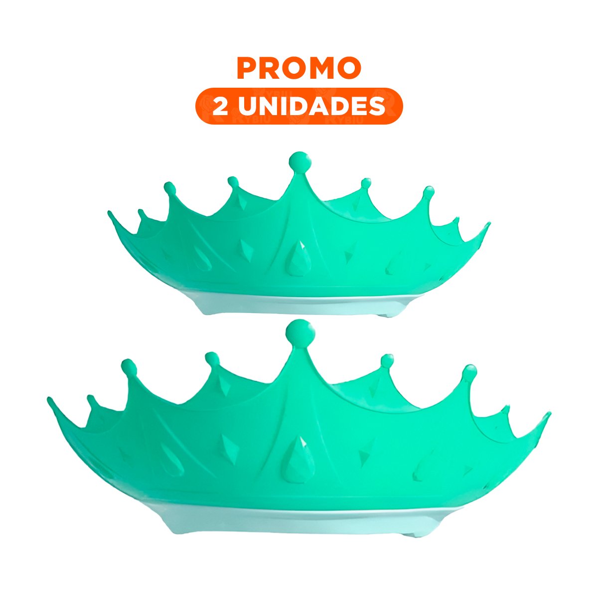 PACK2 GORRO DE DUCHA AJUSTABLE INFANTIL FORMA CORONA VERDE AGUA FLEXIBLE Y+REGALO STICKER - 1