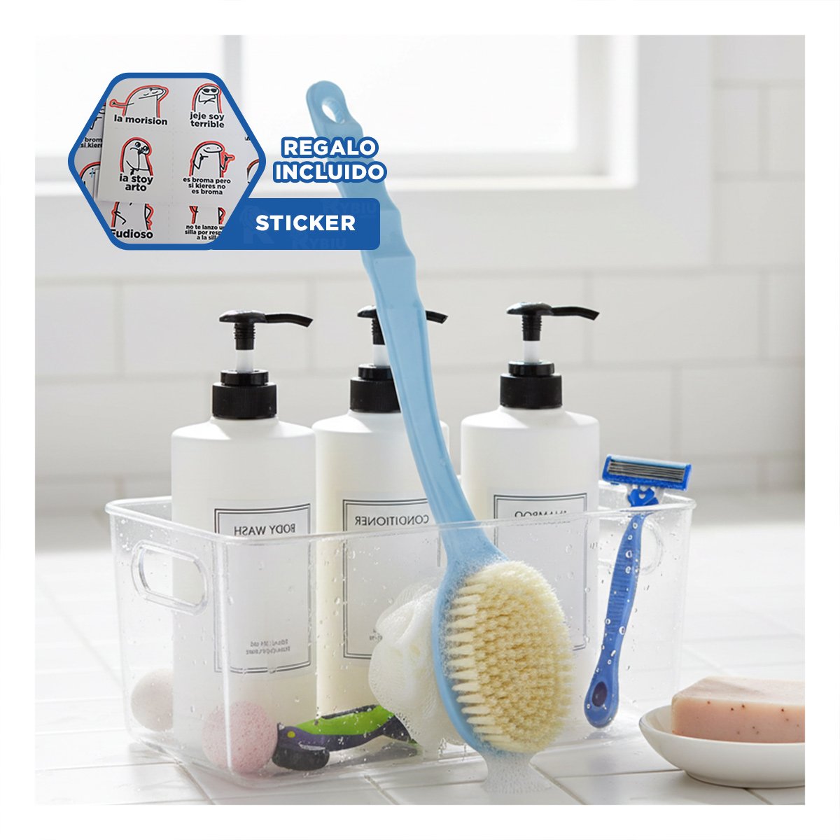 REPUESTO CORPORAL AZUL 36CM DOBLE CABEZALES SUAVE Y EFICAZ YREGALO STICKER - 1