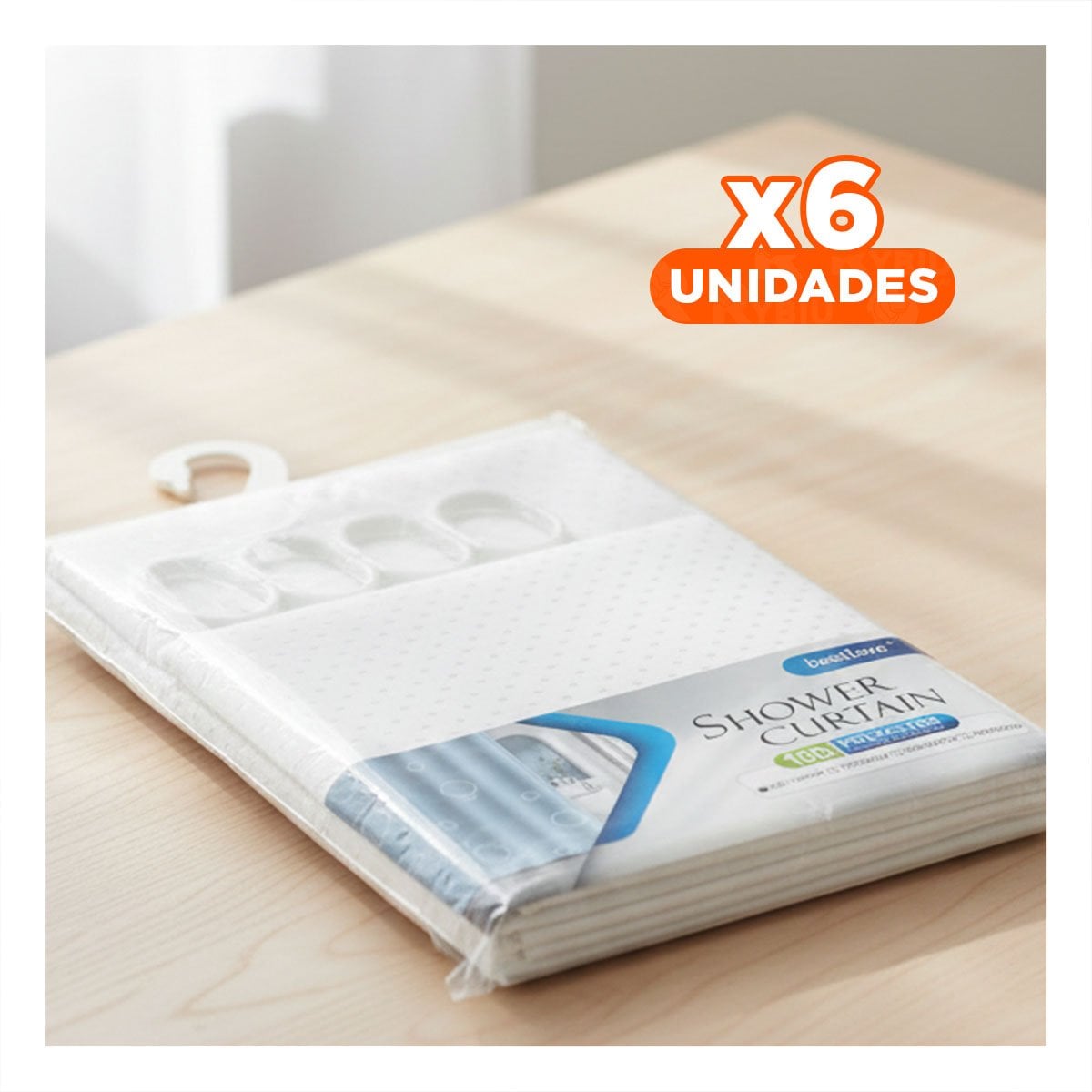 PACK6 CUBIERTA APLICADA A DUCHA CON PATRON TRIANGULOS BLANCO 180X180CM YREGALO STICKER - 1
