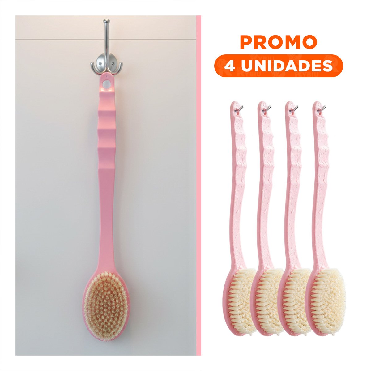 PACK4 UTENSILIO CORPORAL ROSADO 36CM UN CABEZAL PARA HIGIENE PERSONAL YREGALO STICKER - 1