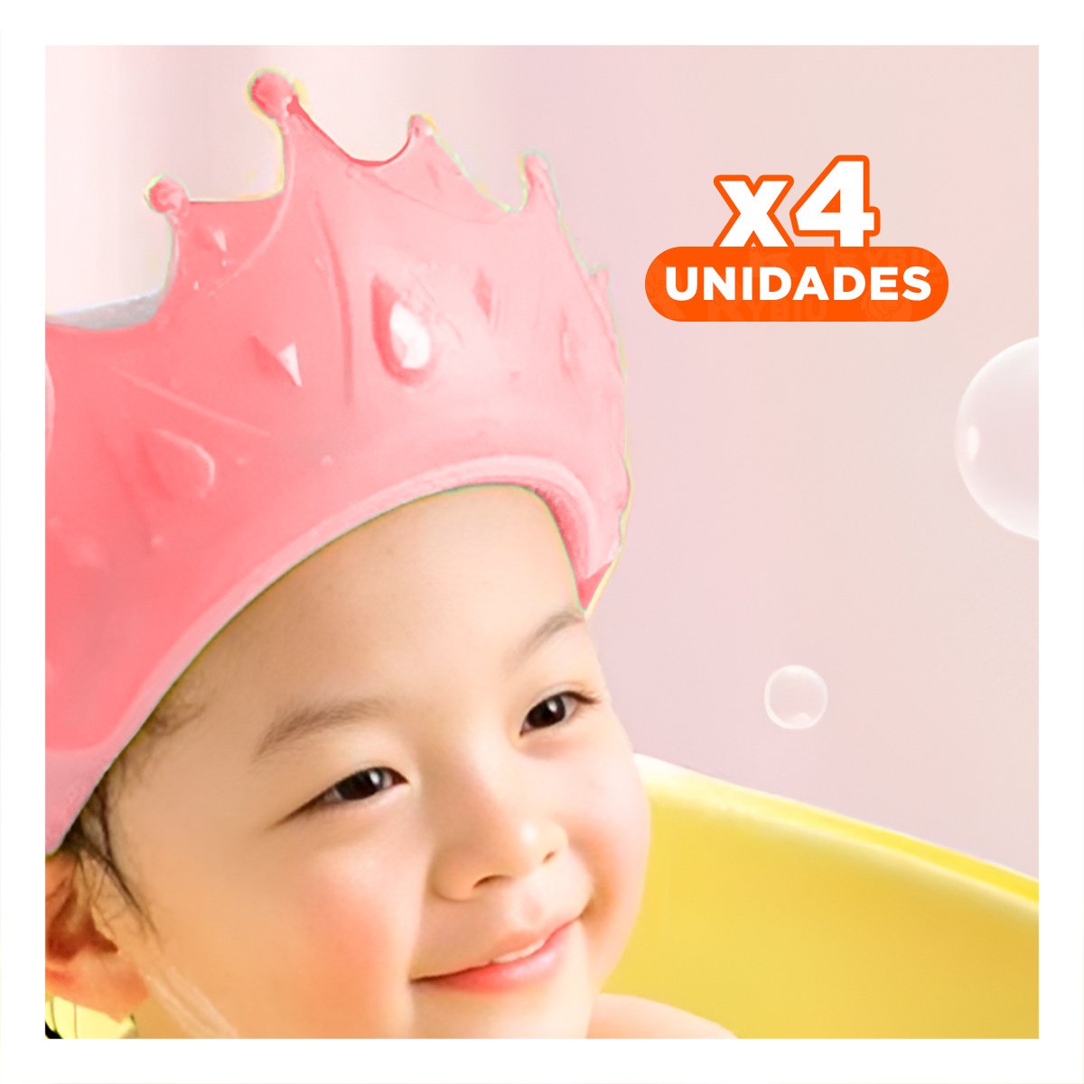 PACK4 VISERA DE DUCHA INFANTIL AJUSTABLE FORMA CORONA ROSADA Y+REGALO STICKER - 1
