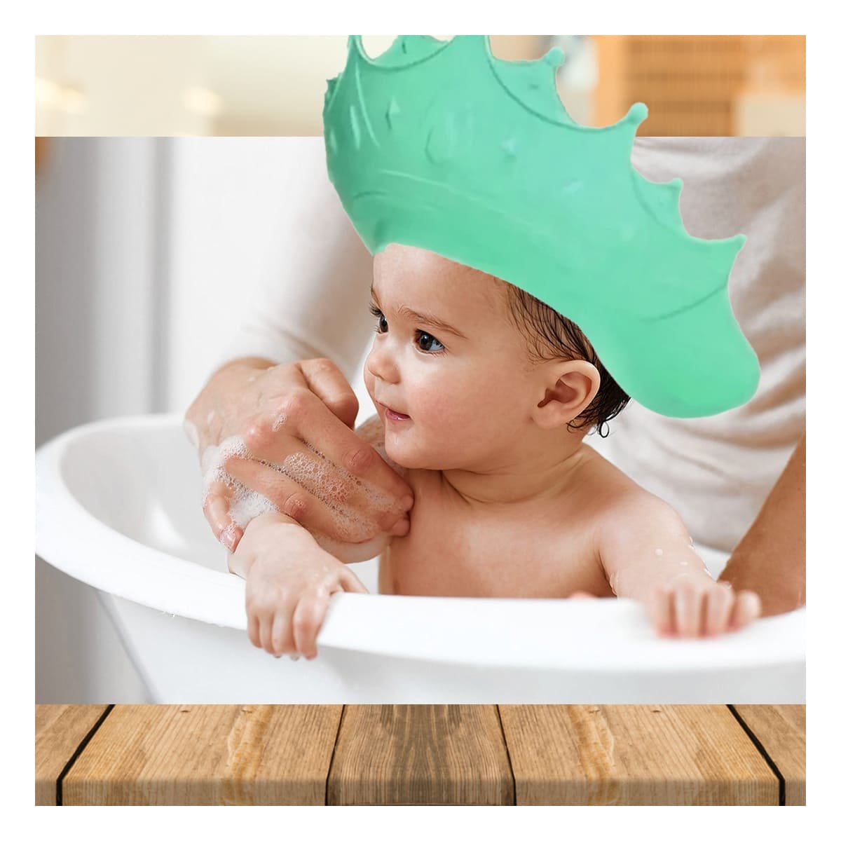 CORONA DE ASEO INFANTIL AJUSTABLE TIPO GORRO VERDE AGUA Y+LIGAS REGALO - 1