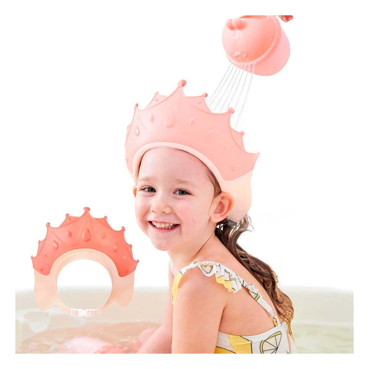 CORONA AJUSTABLE INFANTIL PARA DUCHA EN ESTILO GORRO ROSADO Y+POST IT - 2