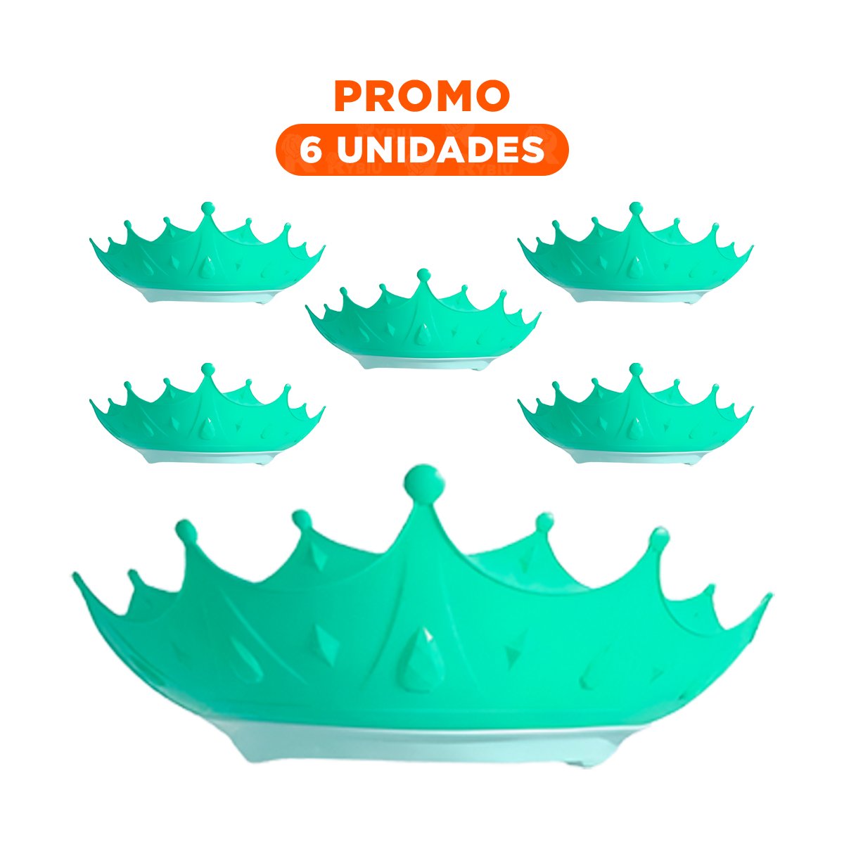 PACK6 BANDA AJUSTABLE INFANTIL PARA DUCHA FORMA CORONA VERDE AGUA Y+REGALO STICKER - 1