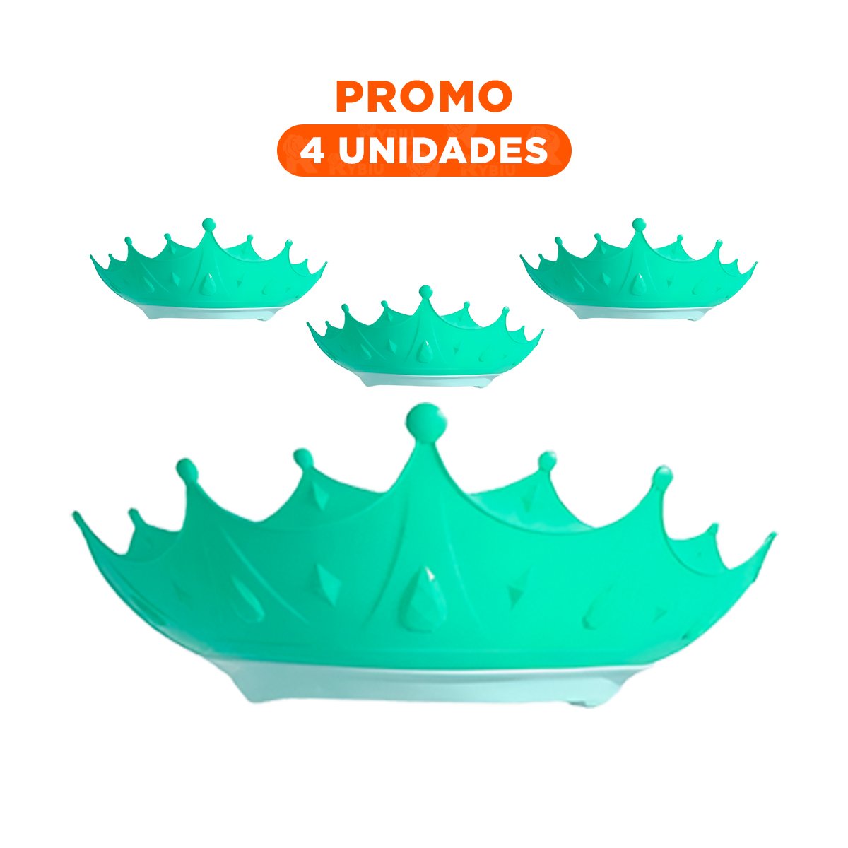 PACK4 GORRO TIPO CORONA PARA DUCHA INFANTIL AJUSTABLE EN VERDE AGUA - 1