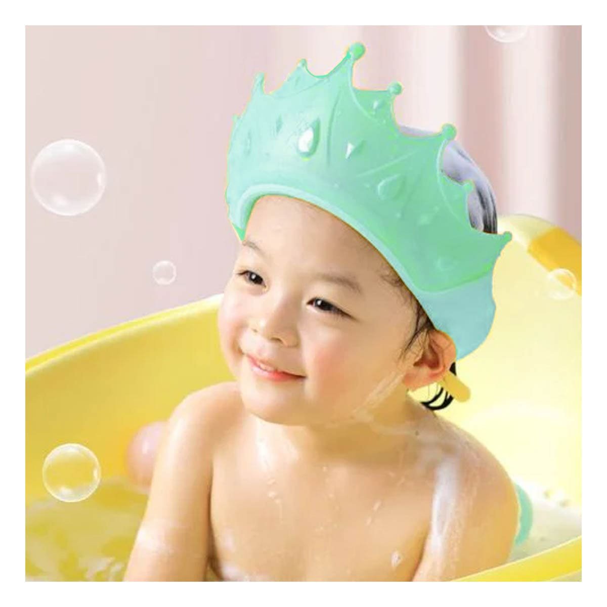 PACK4 GORRO TIPO CORONA PARA DUCHA INFANTIL AJUSTABLE EN VERDE AGUA - 5