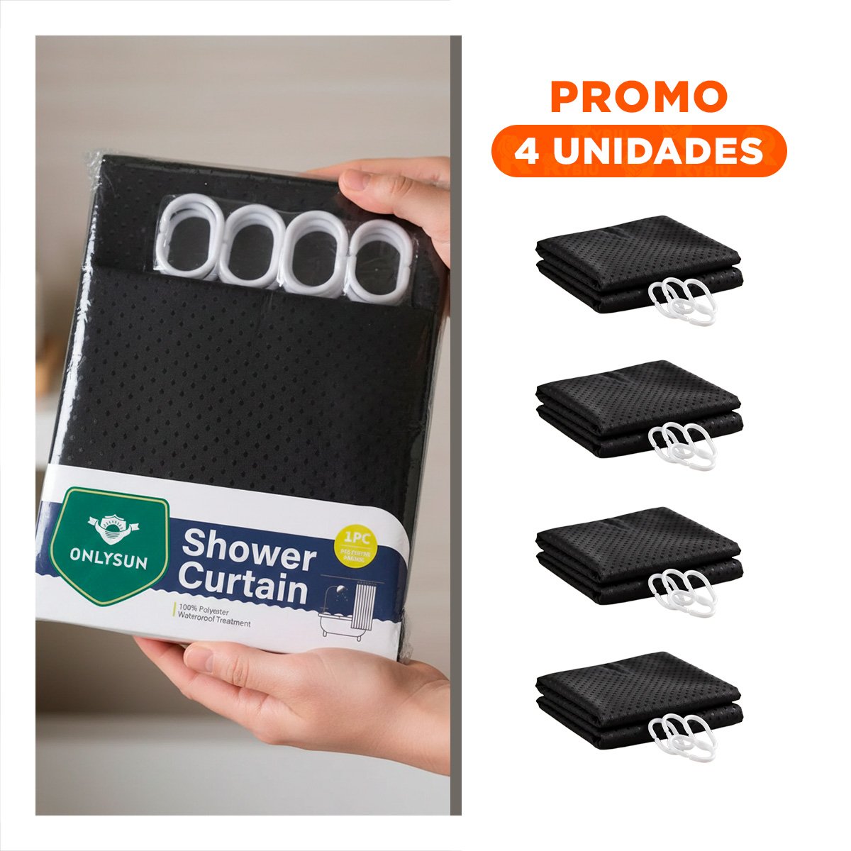PACK4 CUBIERTA CON MEDIDAS 180X180CM PARA DUCHA NEGRO PATRON TRIANGULOS YREGALO STICKER - 1