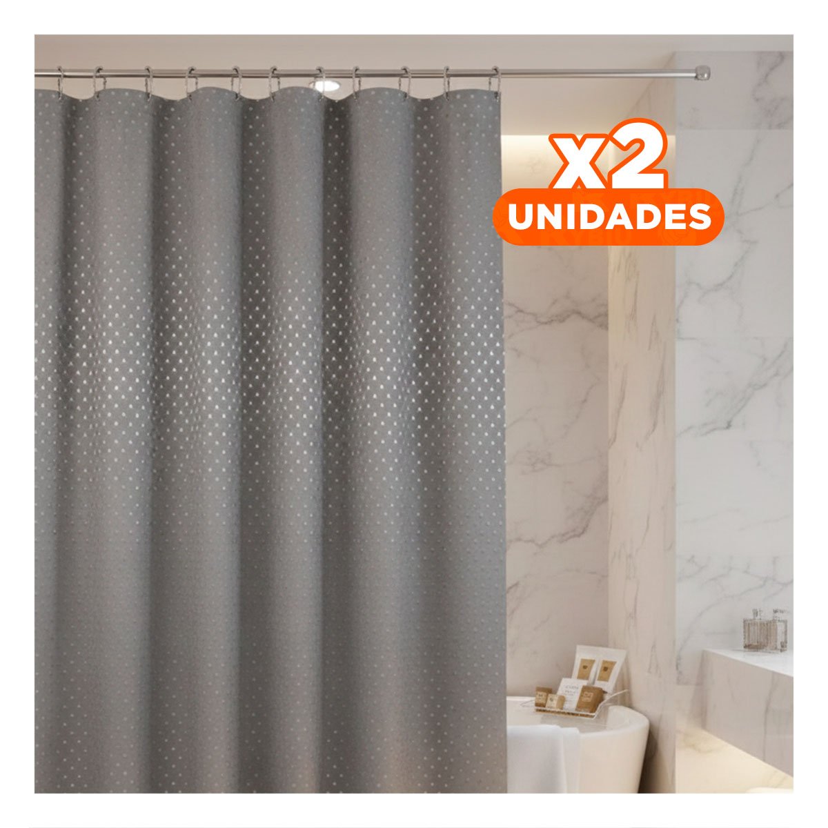 PACK2 CUBIERTA PARA USO DIARIO EN DUCHA PLOMO PATRON TRIANGULOS 180X180CM - 1