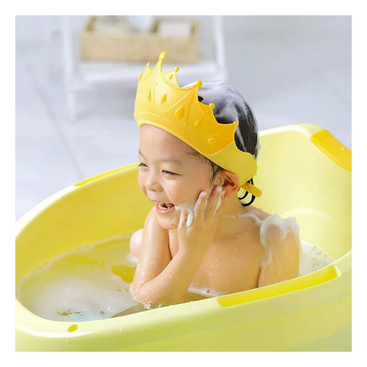PACK6 BANDA AJUSTABLE INFANTIL PARA DUCHA FORMA CORONA AMARILLA Y+REGALO STICKER - 5
