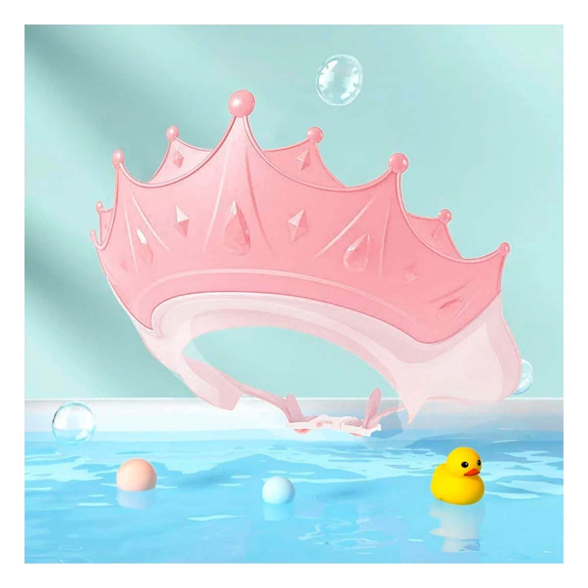 PACK4 GORRO INFANTIL AJUSTABLE DE DUCHA CON FORMA CORONA ROSADO Y+PAPEL REGALO - 2
