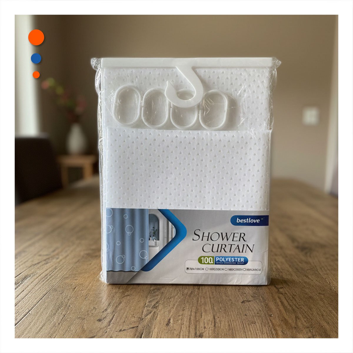 PACK2 CORTINA BLANCO CON PATRON TRIANGULOS PENSADA PARA DUCHA EN 180X180CM - 2