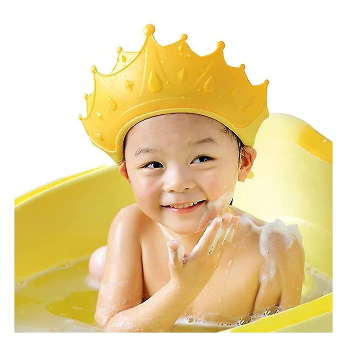 CORONA DE ASEO INFANTIL AJUSTABLE TIPO GORRO AMARILLO Y+LIGAS REGALO - 2