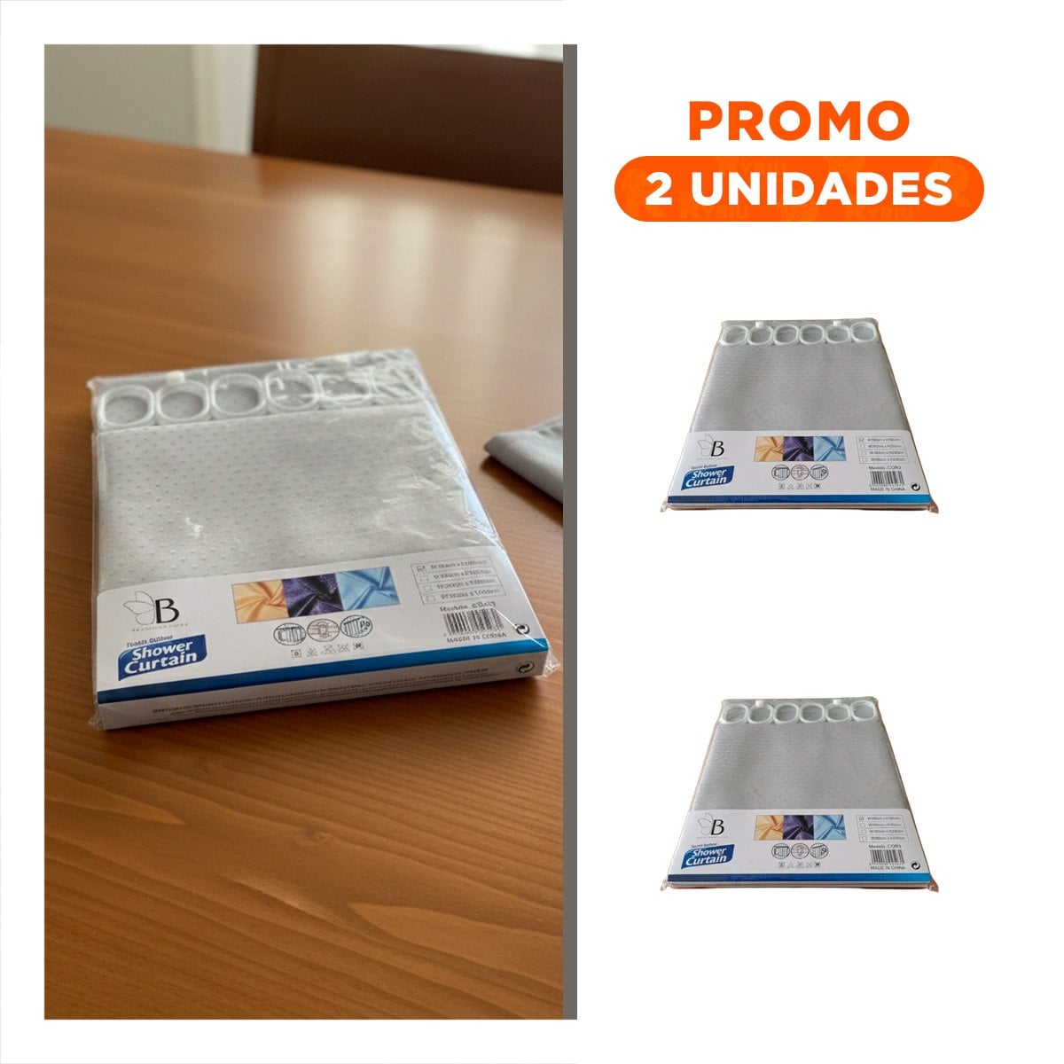 PACK2 CUBIERTA PENSADA PARA DUCHA CON PATRON TRIANGULOS COLOR PLOMO 180X180 Y+REGALO STICKER - 1