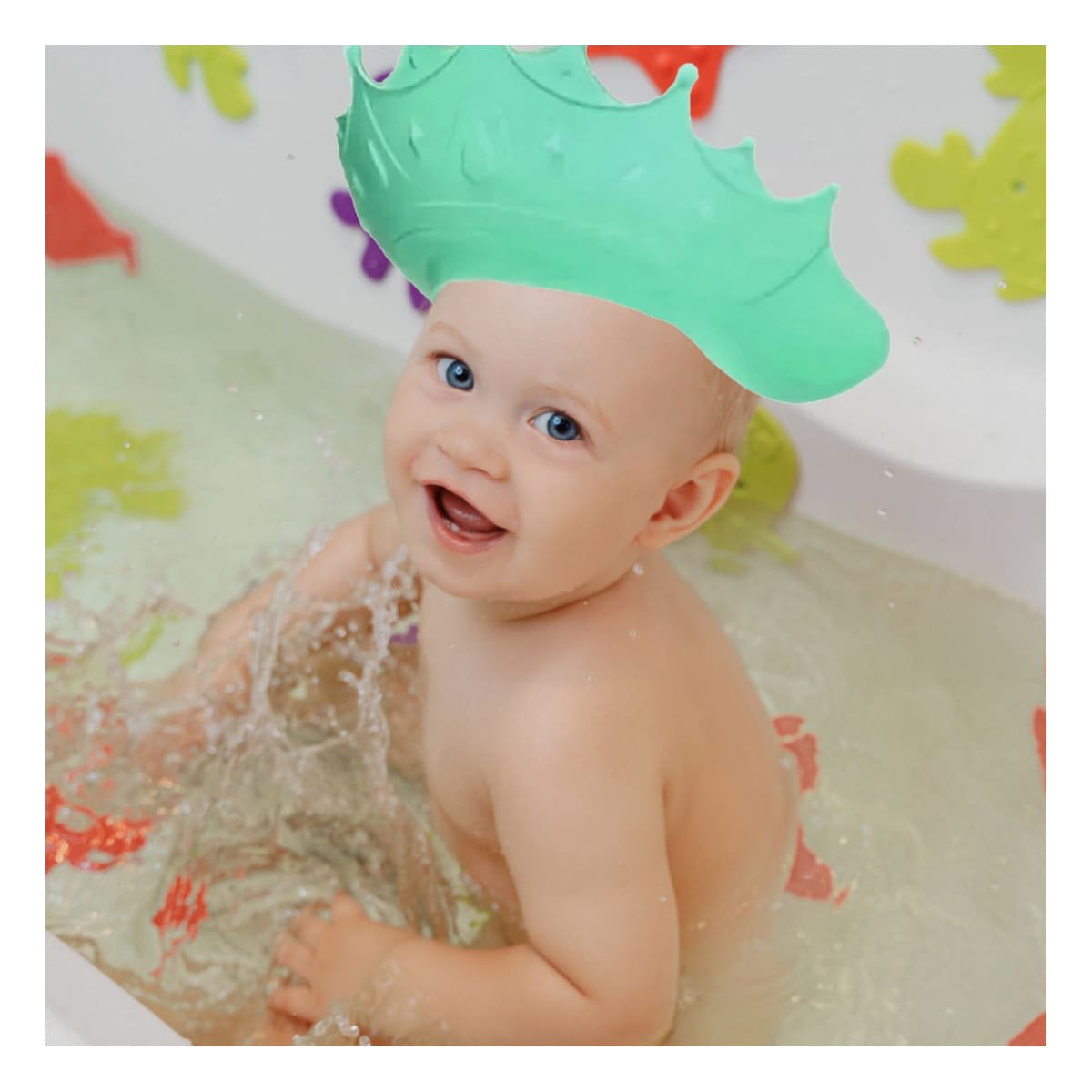 PACK12 PROTECTOR AJUSTABLE PARA DUCHA INFANTIL FORMA CORONA VERDE AGUA Y+PAPEL REGALO - 3
