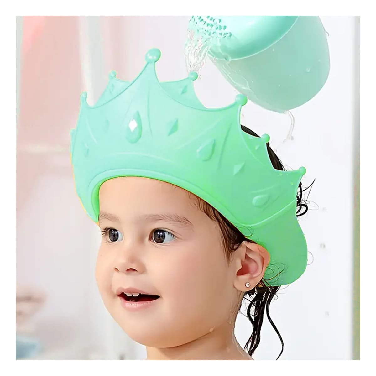PACK12 PROTECTOR AJUSTABLE PARA DUCHA INFANTIL FORMA CORONA VERDE AGUA Y+PAPEL REGALO - 5