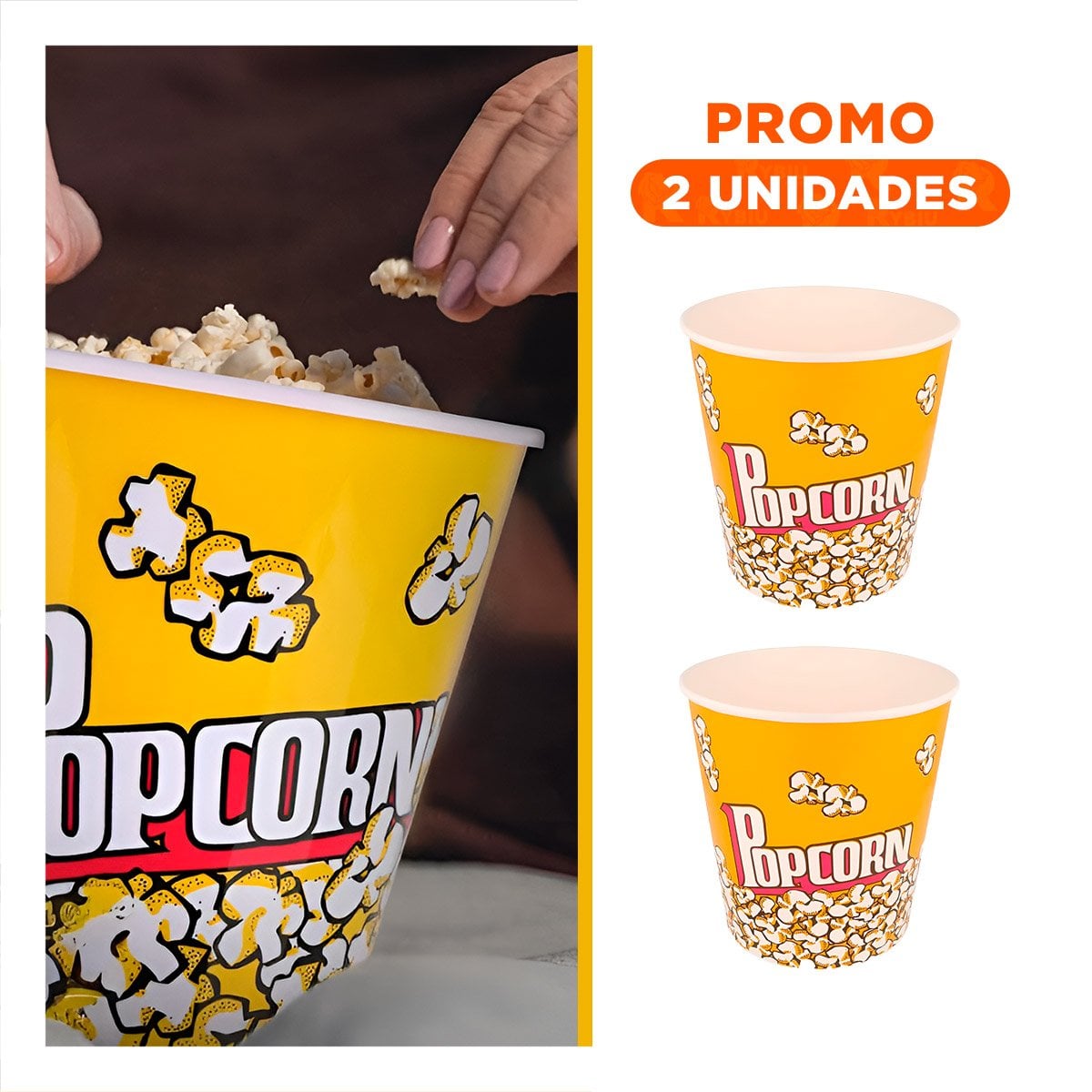 PACK4 BALDE DE SNACK AMARILLO 12X12CM CON BASE DE SEGURIDAD DE CARGA Y+REGALO STICKER - 1